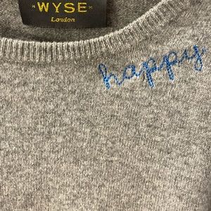 WYSE Cashmere sweater with bespoke embroidery.